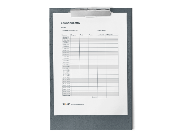 Kostenlose Stundenzettel Vorlage für 2022 als PDF.